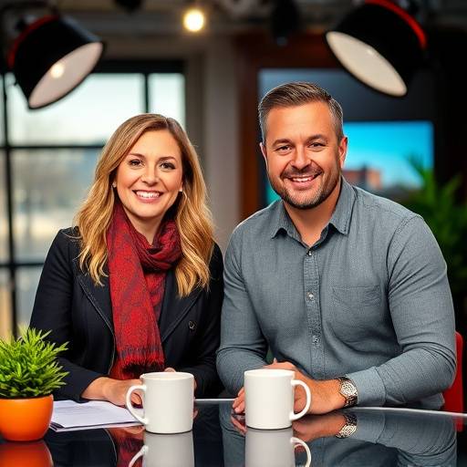 Bilde av Astrid og Erik, programledere for Morgenshowet